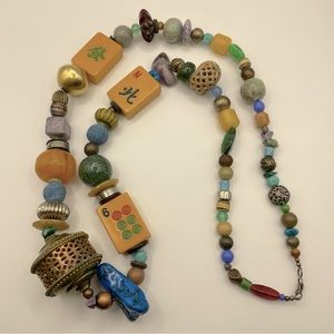 Mahjong Bakelite Beaded Necklace 34”
